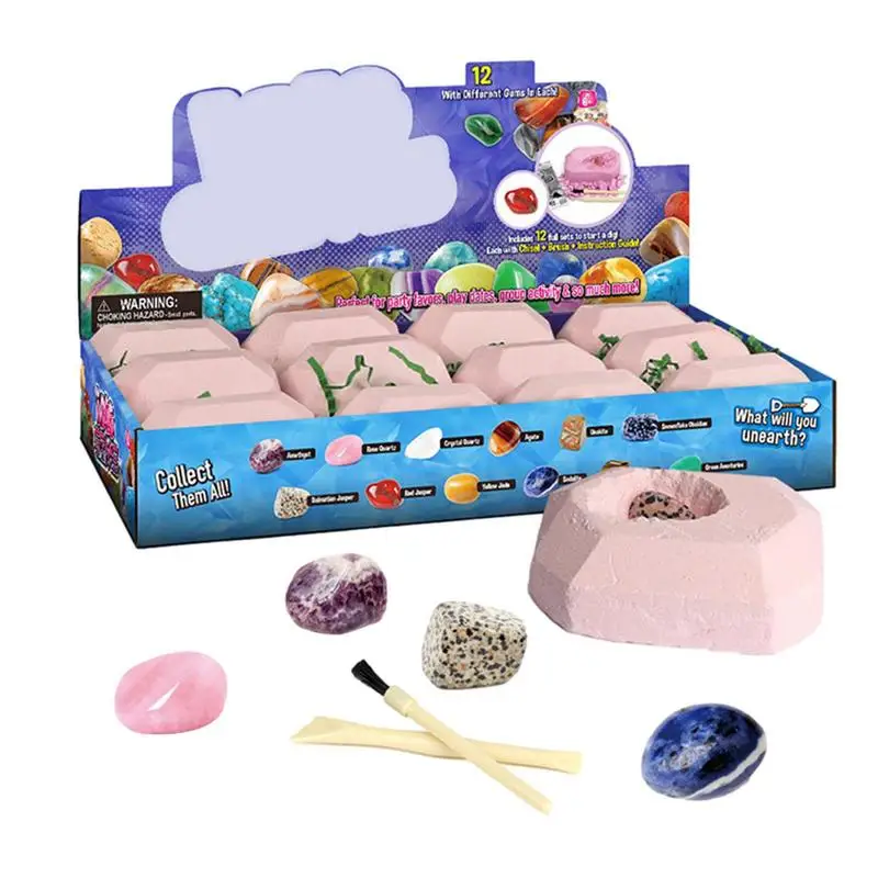 

Gem Digging Kit 12 Gem Excavation Kit Educational Toy Gemstone Dig Kits DIY Science Kit Dig for Gem Rock And Mineral Collection