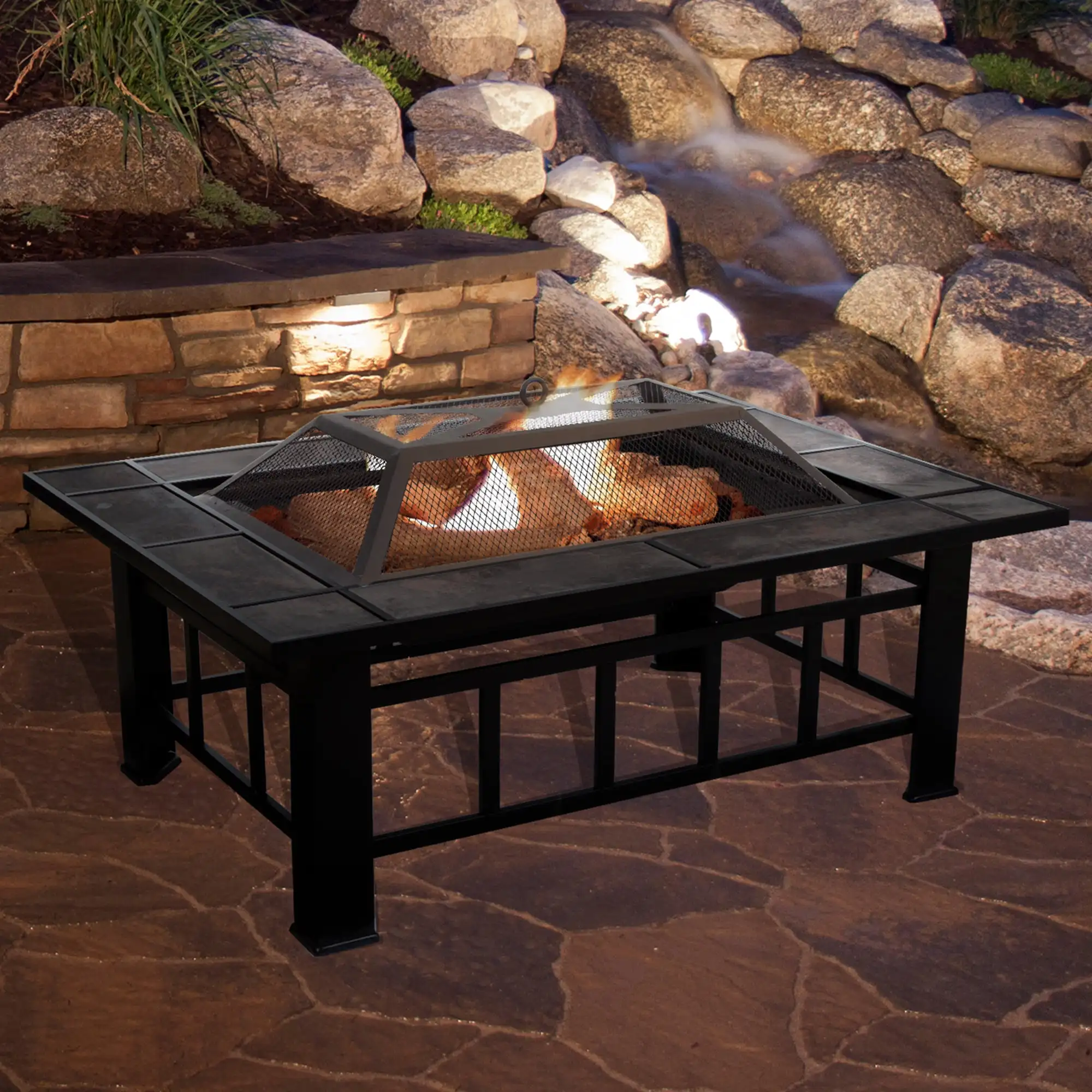 Pure Garden Fire Pit Set, Wood Burning Pit - Includes Screen, Cover and Log Poker - Great 37" Marble Tile Rectangular Firepit
Pure Garden Fire Pit Set, Wood Burning Pit - Includes Screen, Cover and Log Poker - Great 37" Marble Tile Rectangular Firepit