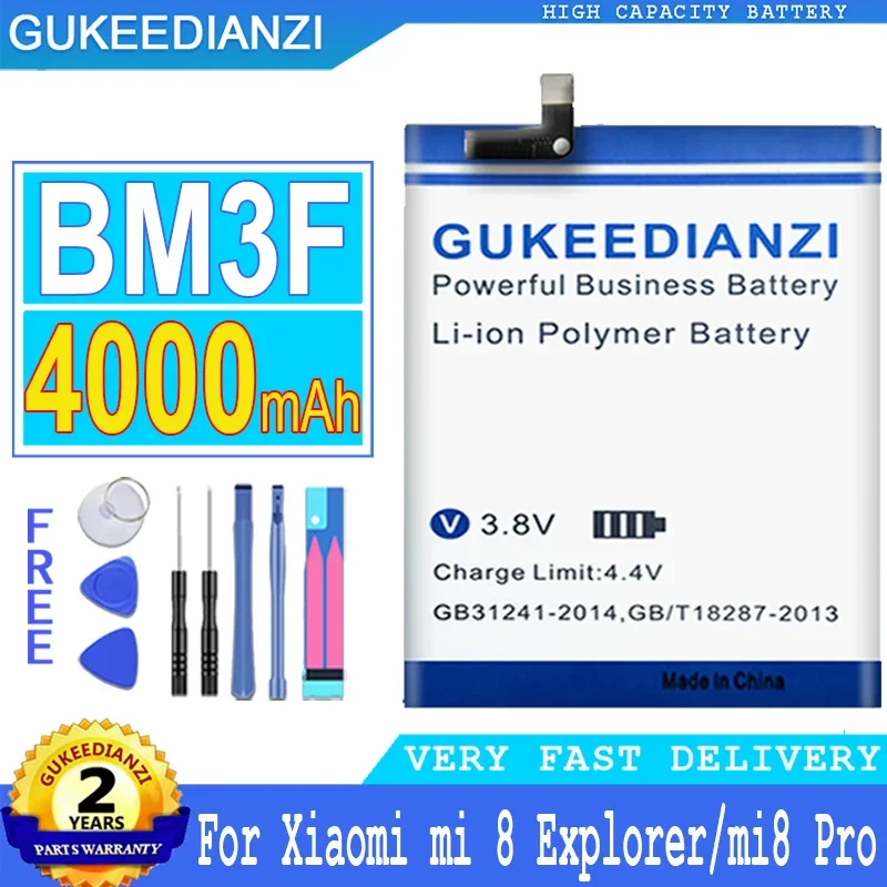 

GUKEEDIANZI Battery BM3F for Xiaomi Mi 8, Mi8 Explorer,for Mi8 Pro, Mi8Pro, Transparent Exploration Edition Batteries, 4000mAh