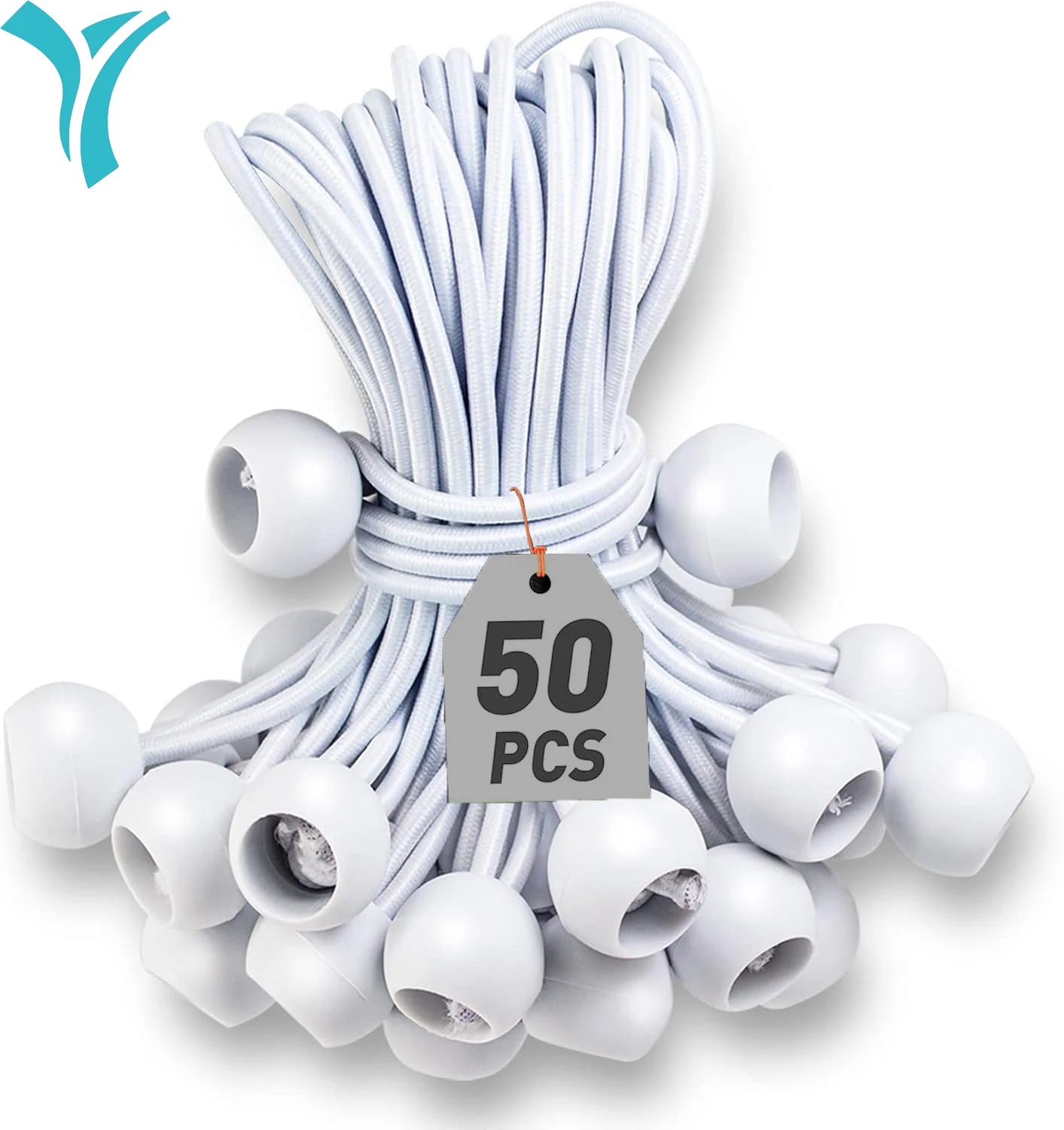 

Ball Bungee Cords 6 Inch,50 PCS White Tarp Ball Bungee Ties Heavy Duty Canopy Tie Downs for Camping,Tent Poles with UV Resistant