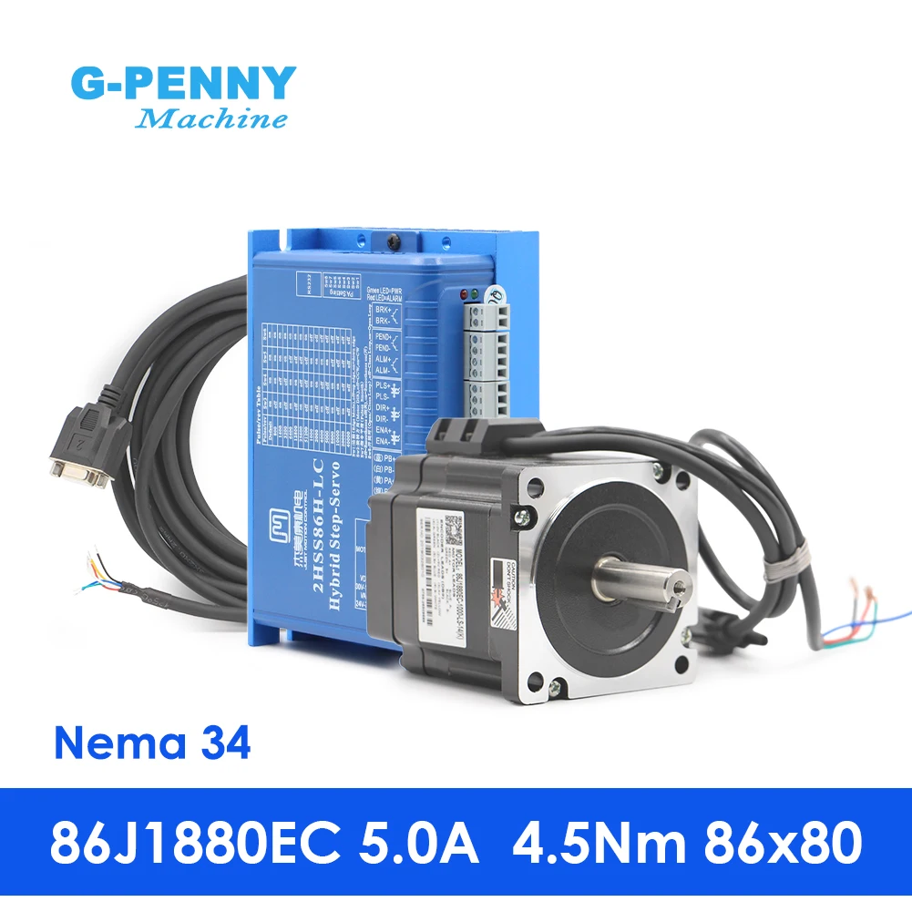 

NEMA 34 Closed Loop Stepper Motor 4.5Nm 5A 642Oz-in Hybrid Stepping Motor Nema34 Close Loop Motor driver DC(40-110V)/AC(60-80V)