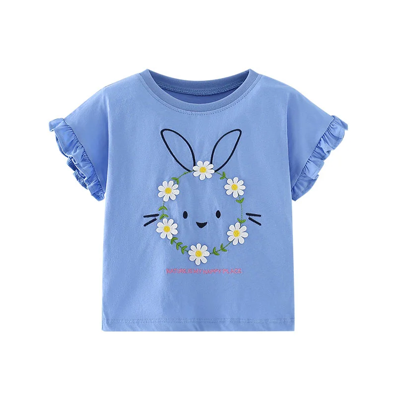 

Новое поступление, футболки для девочек с изображением драконов, зайчик, летняя одежда для малышей, детские топы, детские футболки