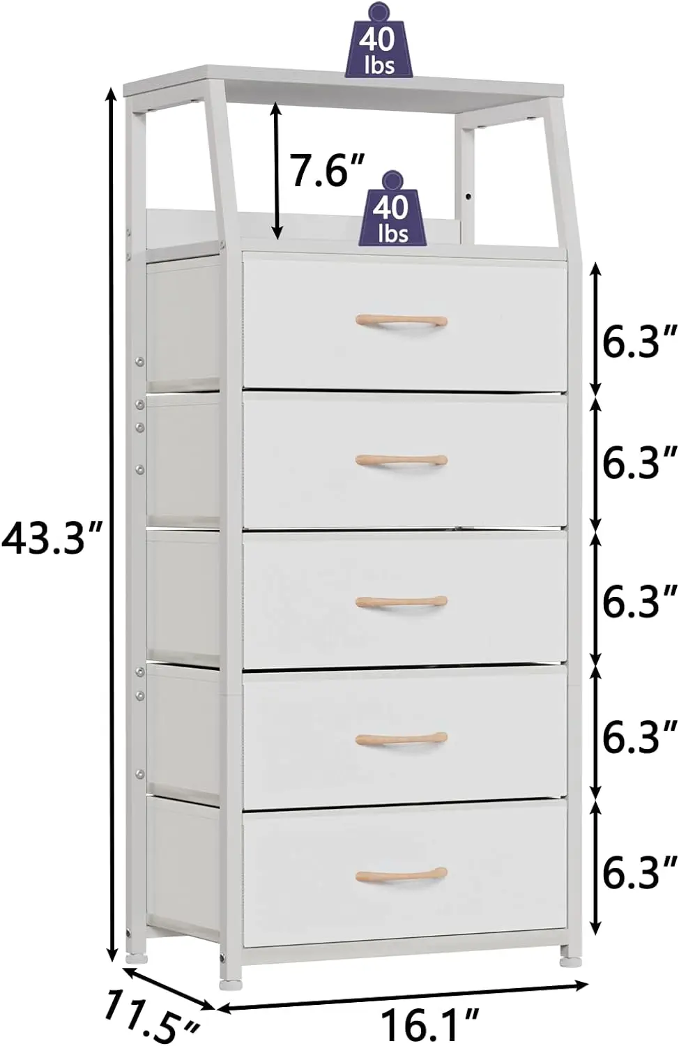 Furnulem White Dresser with 5 Drawers, Vertical Storage Tower Fabric Dresser for Bedroom, Hallway, Entryway, Nursery
Furnulem White Dresser with 5 Drawers, Vertical Storage Tower Fabric Dresser for Bedroom, Hallway, Entryway, Nursery