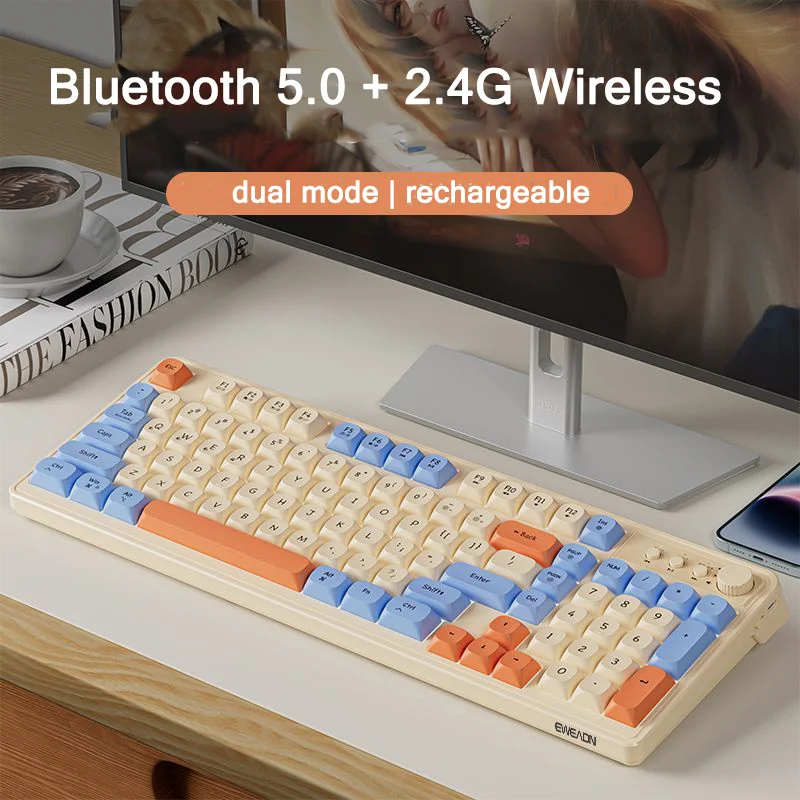 SUMREDA S98 Gaming Mechanical Keyboard 98Key Wireless 2.4G Bluetooth Game Keyboard RGB Backlit Hotswap Gamer Keyboard teclado
SUMREDA S98 Gaming Mechanical Keyboard 98Key Wireless 2.4G Bluetooth Game Keyboard RGB Backlit Hotswap Gamer Keyboard teclado