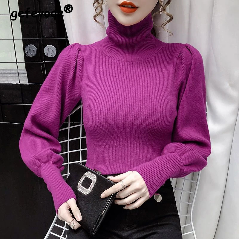 Women Korean Fashion Turtleneck Elegant Basic Knitted Sweater Autumn Winter Female Solid Long Sleeve Slim Pullover Tops Jumpers
Women Korean Fashion Turtleneck Elegant Basic Knitted Sweater Autumn Winter Female Solid Long Sleeve Slim Pullover Tops Jumpers
