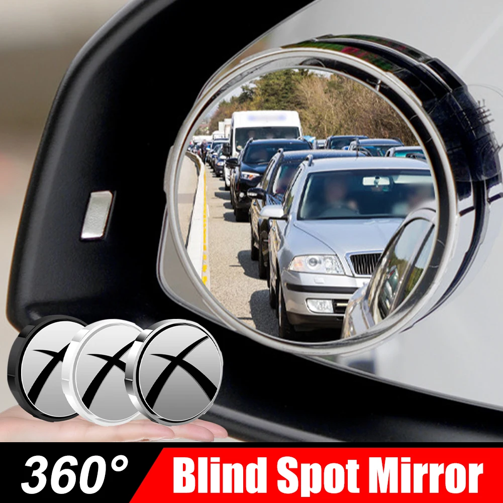 

2Pcs Car Blind Spot Mirror with Rain Eyebrow Rearview Auxiliary Mirror Suction Cup 360° Adjustable Wide Angle Convex Mirror