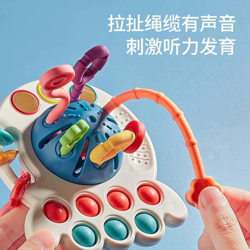 

Baby Montessori Sensory Development Educational Toys Pull String Finger Grasp Training Early Learning Toy Teething BPA Free 1-3Y