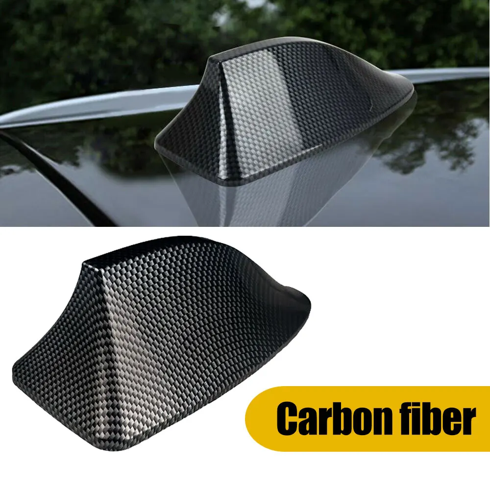 

Carbon Fiber Car FM Signal Amplifier Radio Aerials Shark Fin Antenna Car Roof Decoration Auto Side Car Antennas Shark Fin Decor