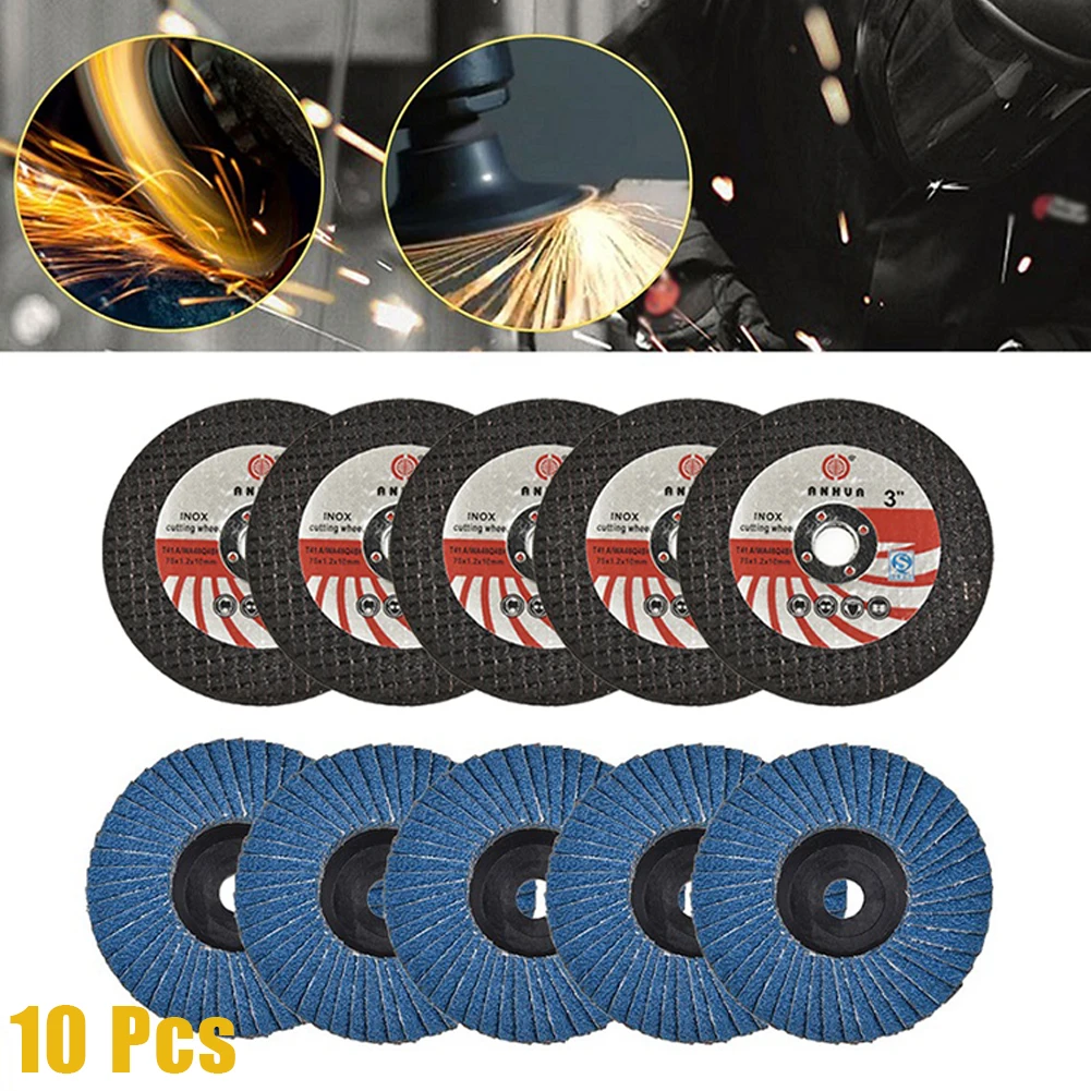 10Pc/set 5pcs 75mm Cutting Discs +5pcs Flat Flap Discs Grinding Wheel For Angle Grinder Wood Stone Steel Tool Parts
10Pc/set 5pcs 75mm Cutting Discs +5pcs Flat Flap Discs Grinding Wheel For Angle Grinder Wood Stone Steel Tool Parts