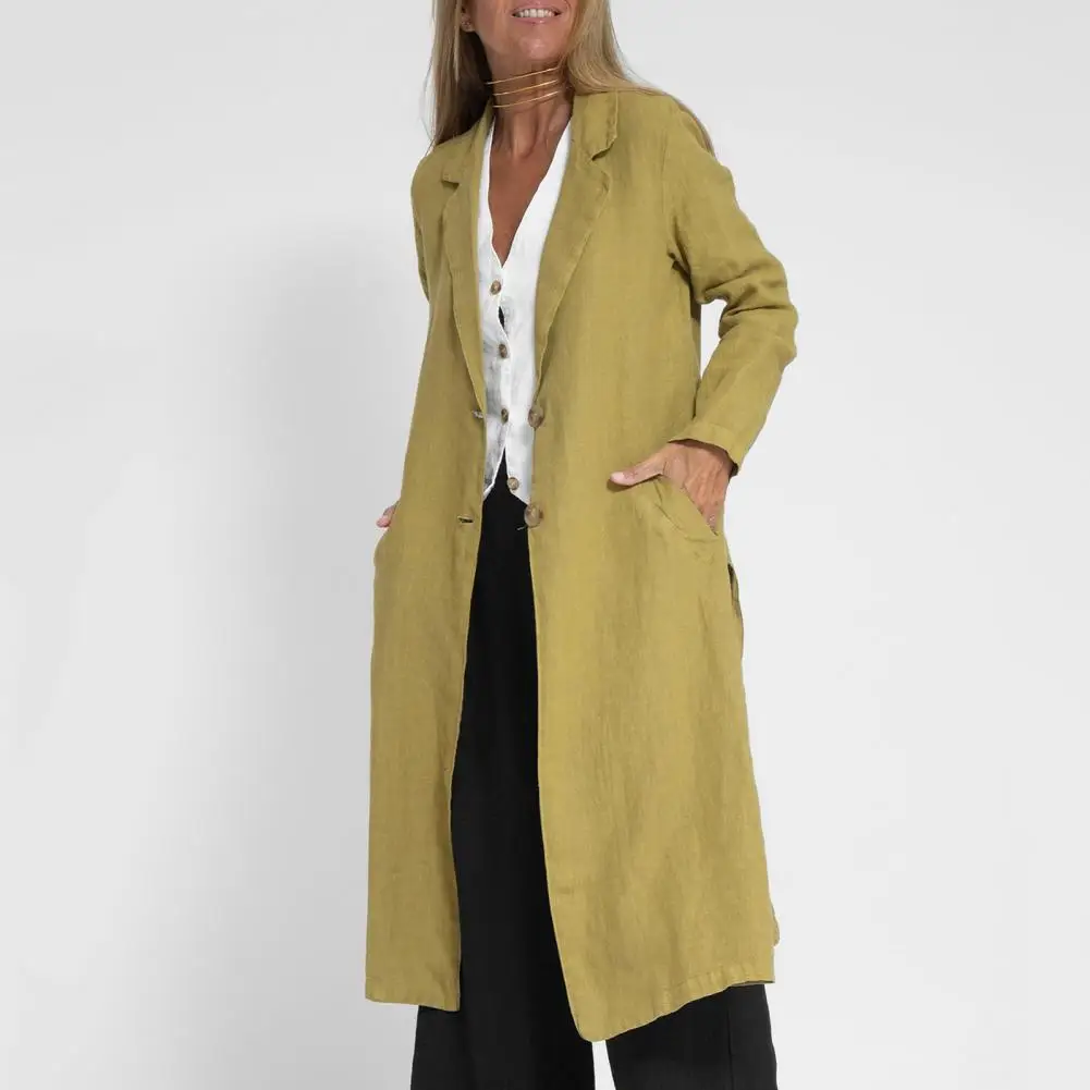 Lapel Jacket Versatile Women's Long Jackets Lapel Style Double Button Closure Breathable Material for Spring Fall Seasons Women
Lapel Jacket Versatile Women's Long Jackets Lapel Style Double Button Closure Breathable Material for Spring Fall Seasons Women