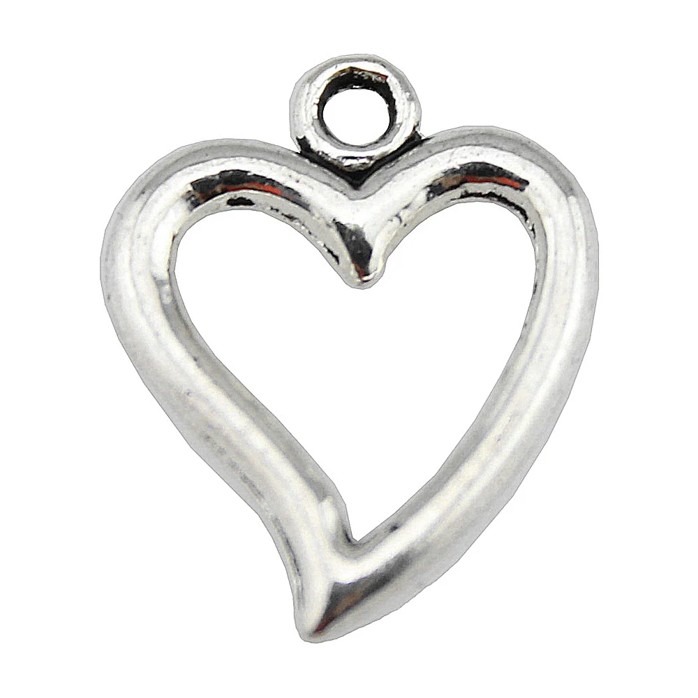 

20pcs/lot 18x15mm Hollow Heart Charms For Jewelry Making Antique Silver Color 0.71x0.59inch