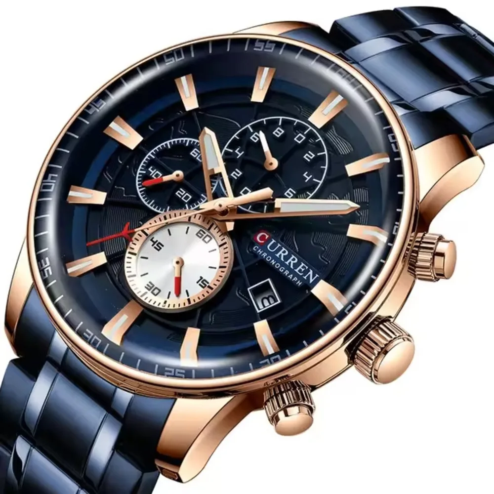 

CURREN 8362 Men's Quartz Watches Stainless Steel Top Brand Fashion Business Waterproof Date Three Needle Quartz Watch for Men