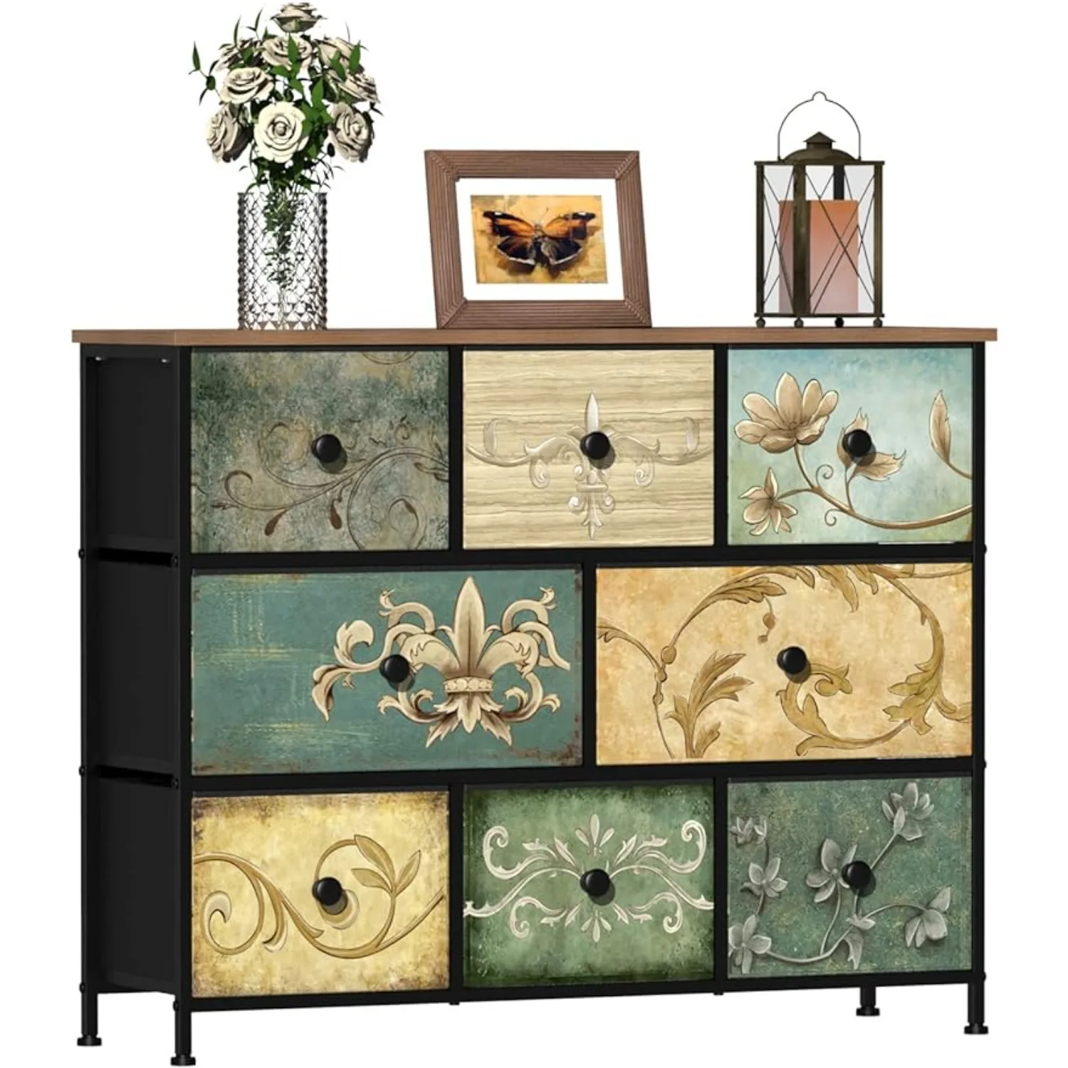 Dresser w/ Drawers for Bedroom Chest of Drawers Fabric Dresser,Retro Floral Pattern Drawers Wooden Top (8 Drawers)
Dresser w/ Drawers for Bedroom Chest of Drawers Fabric Dresser,Retro Floral Pattern Drawers Wooden Top (8 Drawers)
