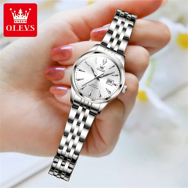 OLEVS-Montre-bracelet à quartz étanche pour femme, montres originales pour femme, calendrier, polyvalent, simplicité, coffret cadeau, marque de mode 1