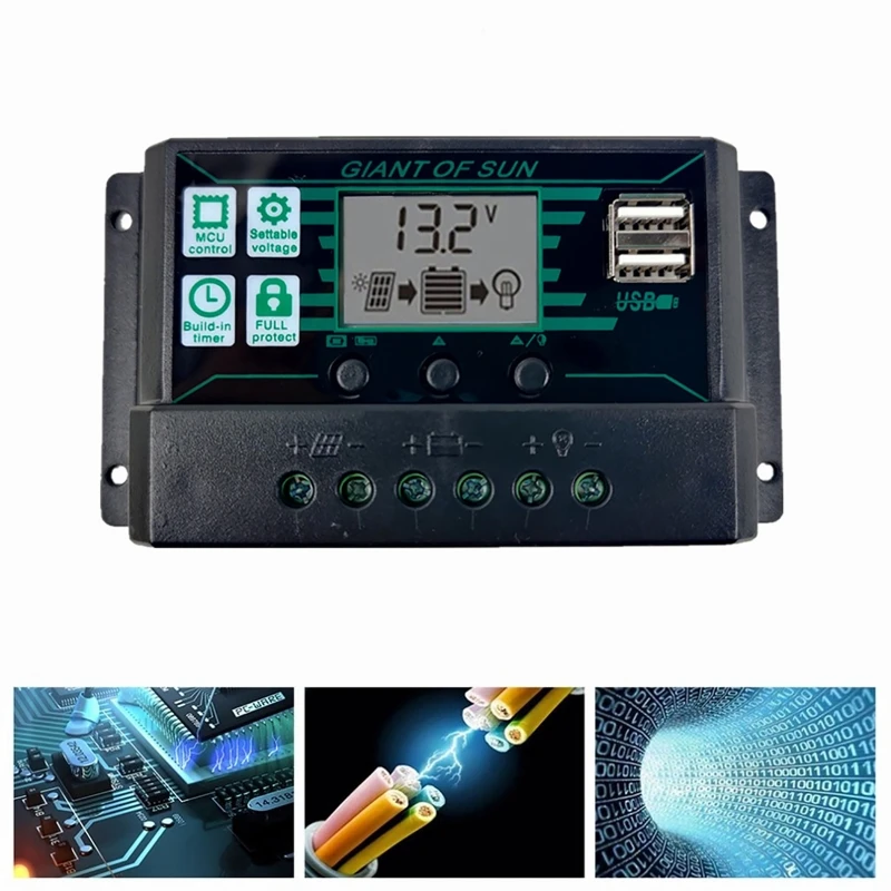 

150A MPPT PWM Solar Charge Controller 12V 24V Solar Panel Battery Regulator 2 USB Port LCD Display