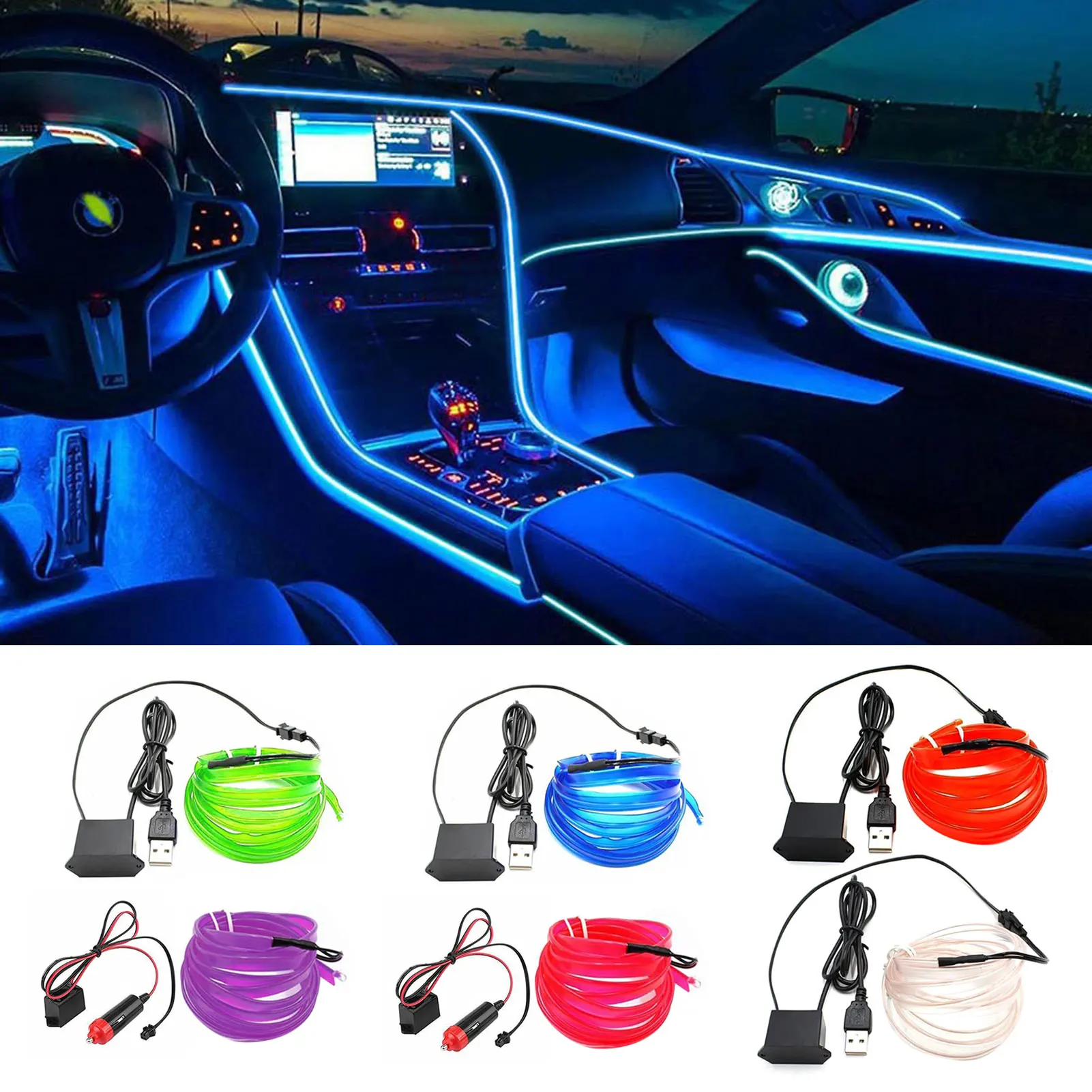 5M/16FT USB Neon LED Light 12V Car Interior Lighting Strips for Car Auto Decoration DIY Effects Atmosphere Ambient Lighting Kit
5M/16FT USB Neon LED Light 12V Car Interior Lighting Strips for Car Auto Decoration DIY Effects Atmosphere Ambient Lighting Kit