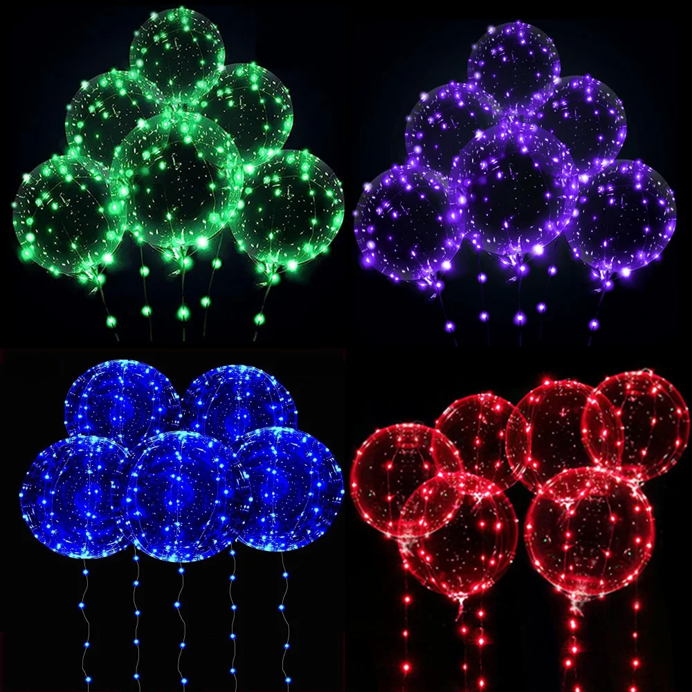 

3pcs Led Light Bobo Balloons 20 inch Clear Transparent Bubble Balloon Birthday Wedding Home Party Supplies Decorations