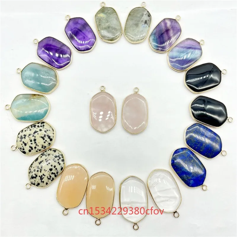 

5pc Various Types Natural Crystal Agate Edging Rectangular Pendant for DIY Pendant Necklace Fashion Charm Accessories