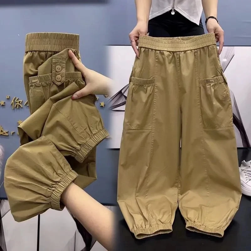 

Korean Pocket Ankle-length Cargo Baggy Jogger Cargo Pant Casual Women Pantalones High Waist Harem Trouser Oversize 4xl Sweatpant