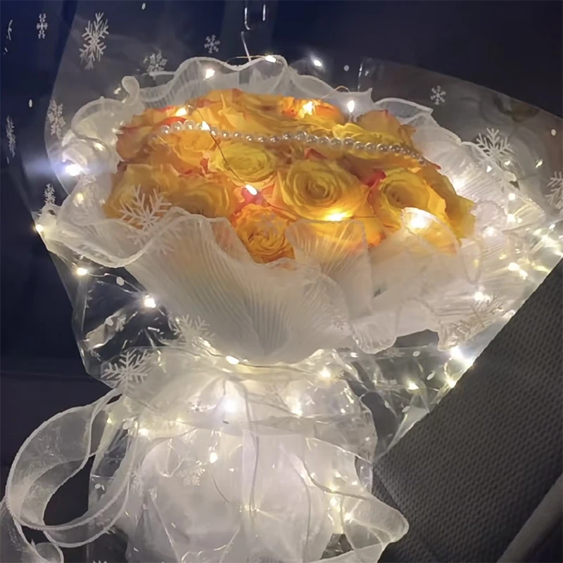 

Flower Packaging Wave Yarn With LED Light Wrapping Yarn Bouquet Florist Supplies Gift Wrapping Materials Wedding DIY Craft