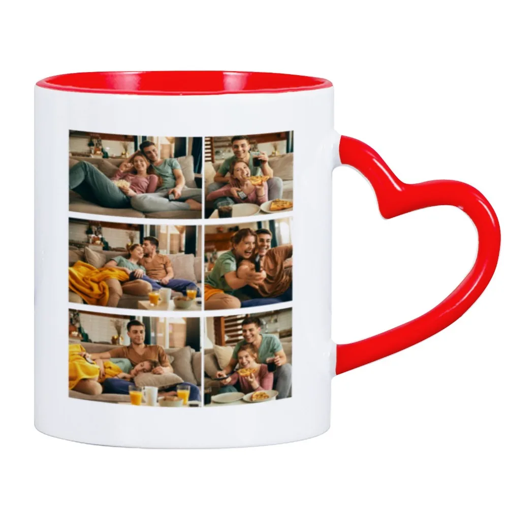 

Custom Coffee Mug with Photo Ceramic Mug Personalized 6 Photos Milk Cup Creative Souvenir for Family Valentine's Day Present