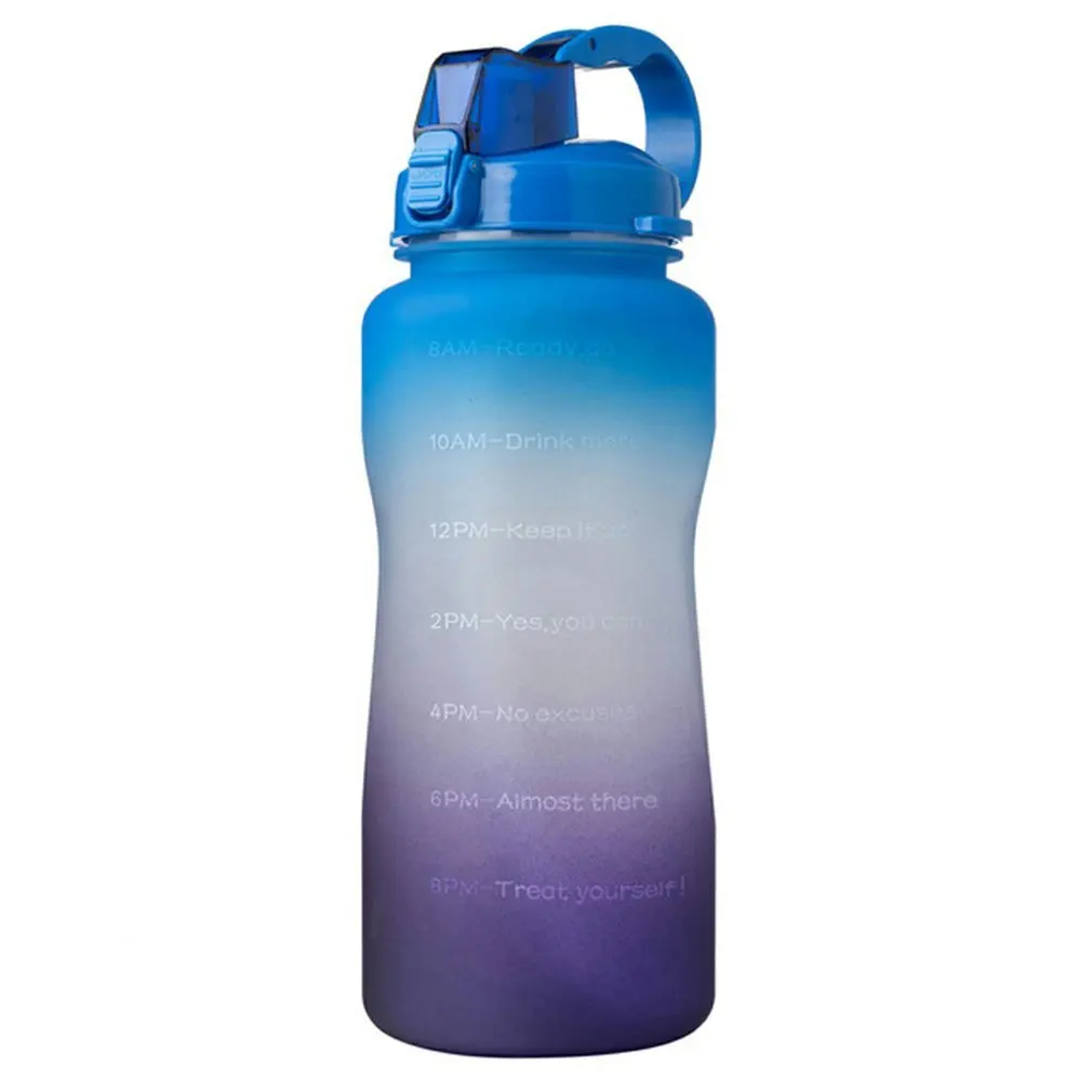 

New 2L Sport Water Bottle Large Capacity Tritan BPA Free Outdoor Motivational with Time Marker Portable Fitness Jugs