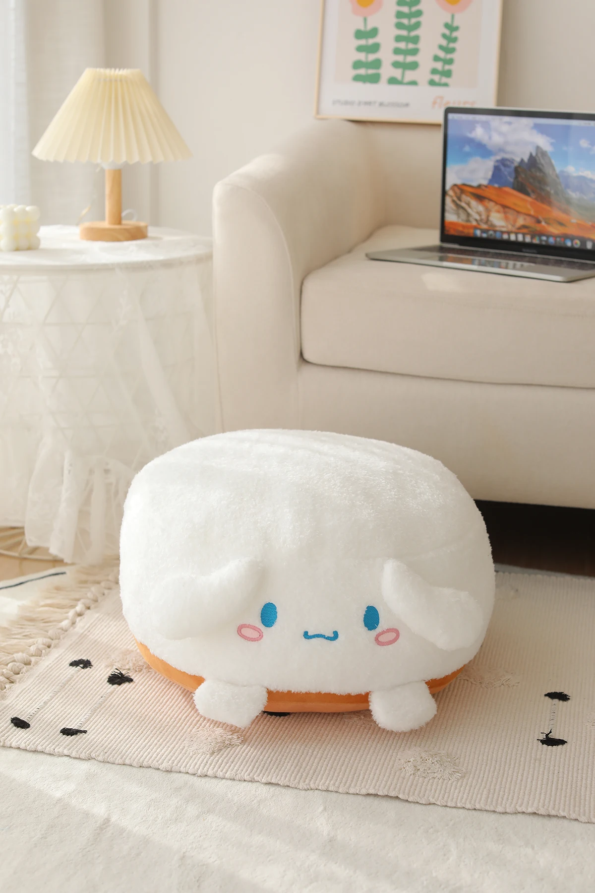 Sanrio Plush My Melody Doll Cute Lovely Lazy Man Sits On A Round Bottom Cushion Kawaii Toys