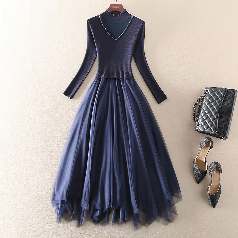 Top Quality New 2023 Autumn Winter Long Dress Women Sexy Mesh Knitted Patchwork Long Sleeve Casual Long Sweater Dress
Top Quality New 2023 Autumn Winter Long Dress Women Sexy Mesh Knitted Patchwork Long Sleeve Casual Long Sweater Dress