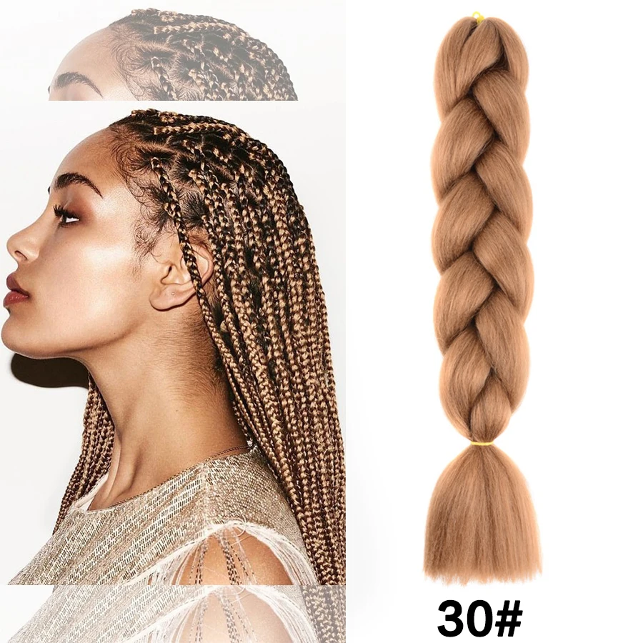 

Synthetic Jumbo Braiding Hair Braids Hair Extension Pure Ombre Colors High Temperature Fiber Extensions For Women