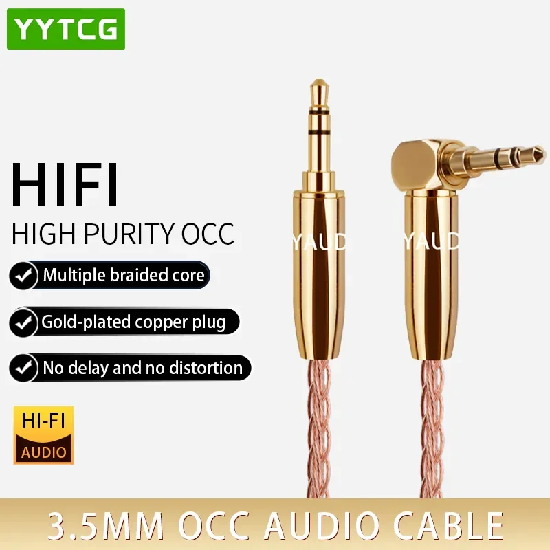 

YYTCG 6N OCC 3.5mm Male to 3.5mm Male Stereo Audio Hifi Audio Cable Car AUX Wire Jump Cable 1M 2M 3M 5 M