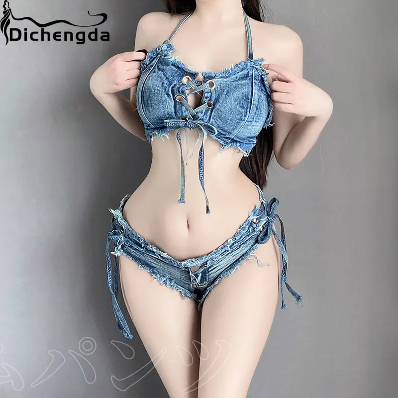 Dichengda Women Lingirie Set Women Body Fine Bra and Panty Set Sexy Underwear Halter Backless Maid Cosplay Vintage Denim Shorts
Dichengda Women Lingirie Set Women Body Fine Bra and Panty Set Sexy Underwear Halter Backless Maid Cosplay Vintage Denim Shorts