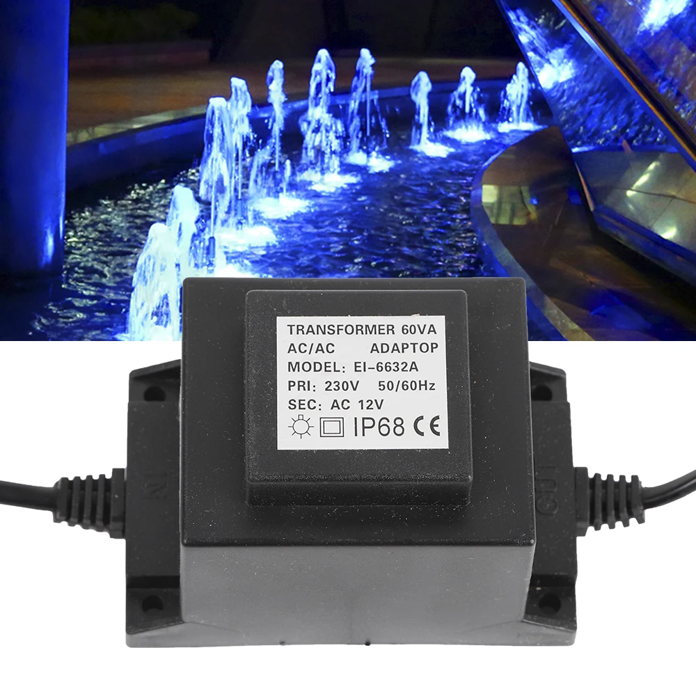 

Pool Light Transformer AC 110V to AC 12V IP68 Waterproof Transformer for LED Underwater Pool Light 60W