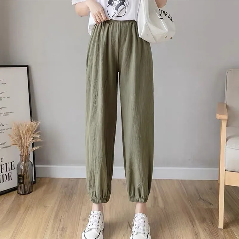Women Casual Loose Cozy Harem Pants for 2026 New Summer Elastic Waist Beach Linen Pants Solid Color All-match Lantern Trousers 57 S827191705b2b4cd689af7a657f22bfa9M
