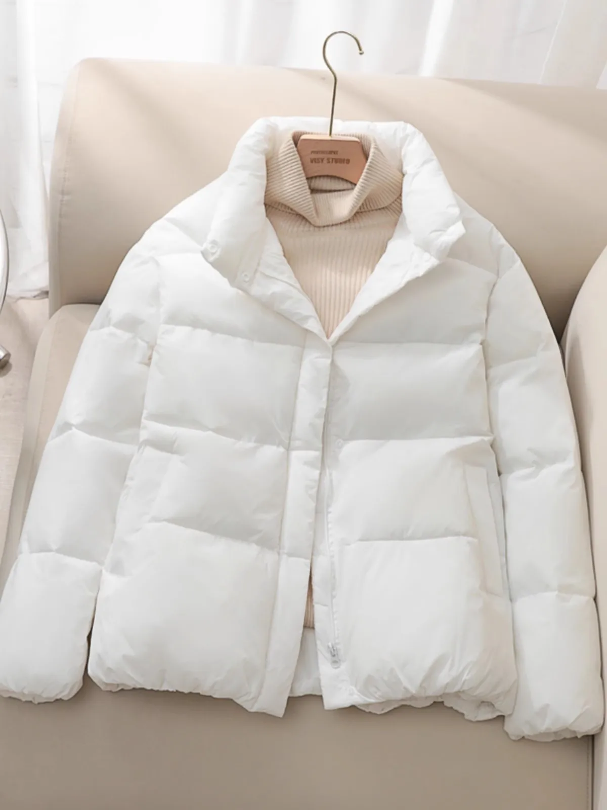 

Женская Стеганая куртка на молнии, однотонная стеганая куртка-пуховик свободного покроя из хлопка, теплая верхняя одежда, зима 2023