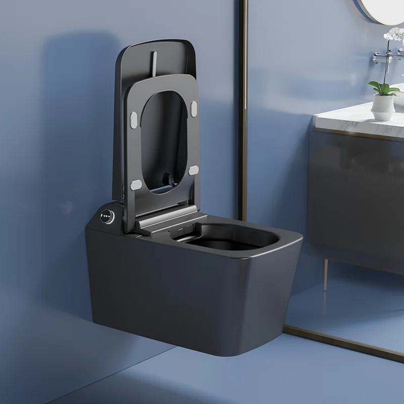Back To Wall Mounted Concealed Tank P Trap Automatic Intelligent Wc Wall Hung Matt Black Smart Toilet with Bidet
Back To Wall Mounted Concealed Tank P Trap Automatic Intelligent Wc Wall Hung Matt Black Smart Toilet with Bidet