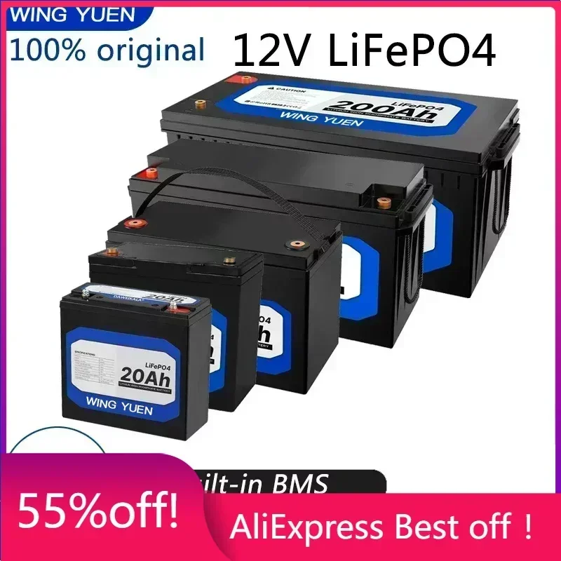 New 12V 20Ah 50Ah 100Ah 150Ah 200Ah LiFePo4 Battery Pack Lithium Iron Phosphate Batteries Built-in BMS For Solar Boat No Tax
New 12V 20Ah 50Ah 100Ah 150Ah 200Ah LiFePo4 Battery Pack Lithium Iron Phosphate Batteries Built-in BMS For Solar Boat No Tax