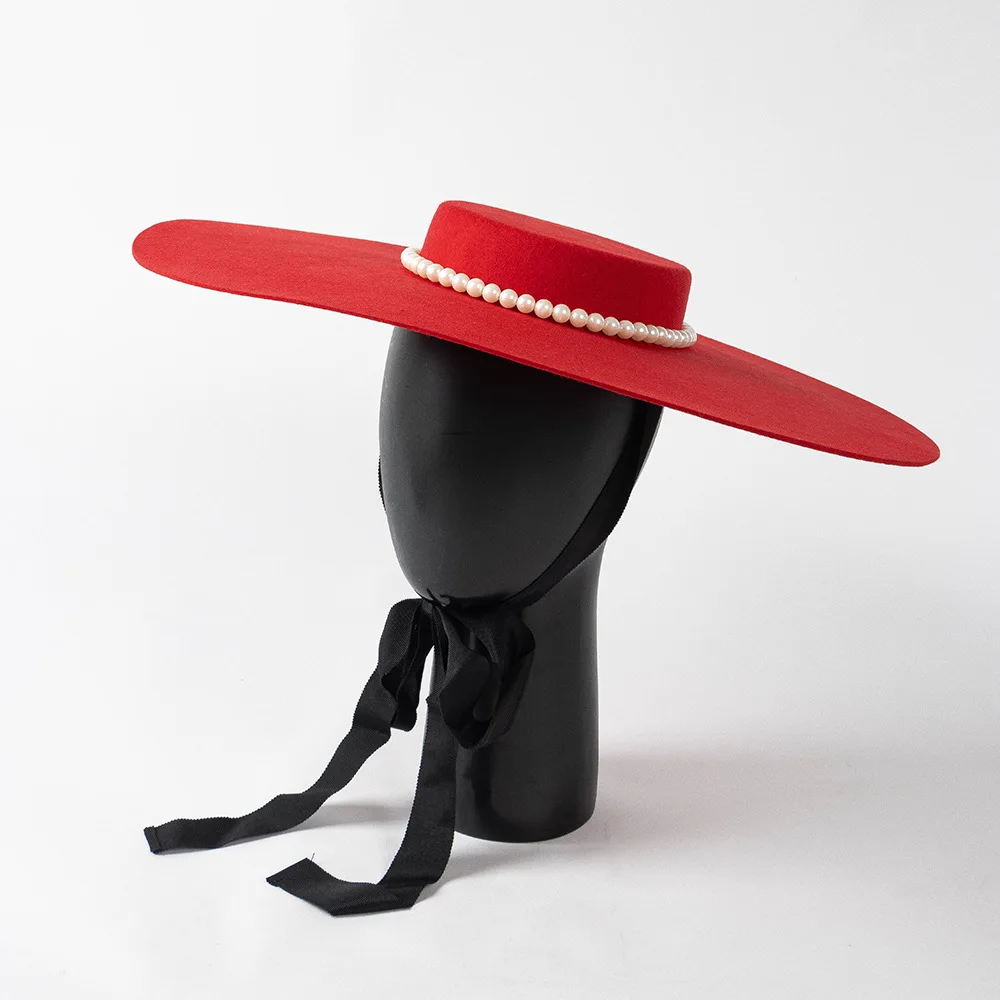 King Wheat Wide Big Brim Pearl Wool Flat Formal Wedding Women Fedora Stage Show Felt Cap Winter Bandage Lady Fashion Top Hat
King Wheat Wide Big Brim Pearl Wool Flat Formal Wedding Women Fedora Stage Show Felt Cap Winter Bandage Lady Fashion Top Hat
