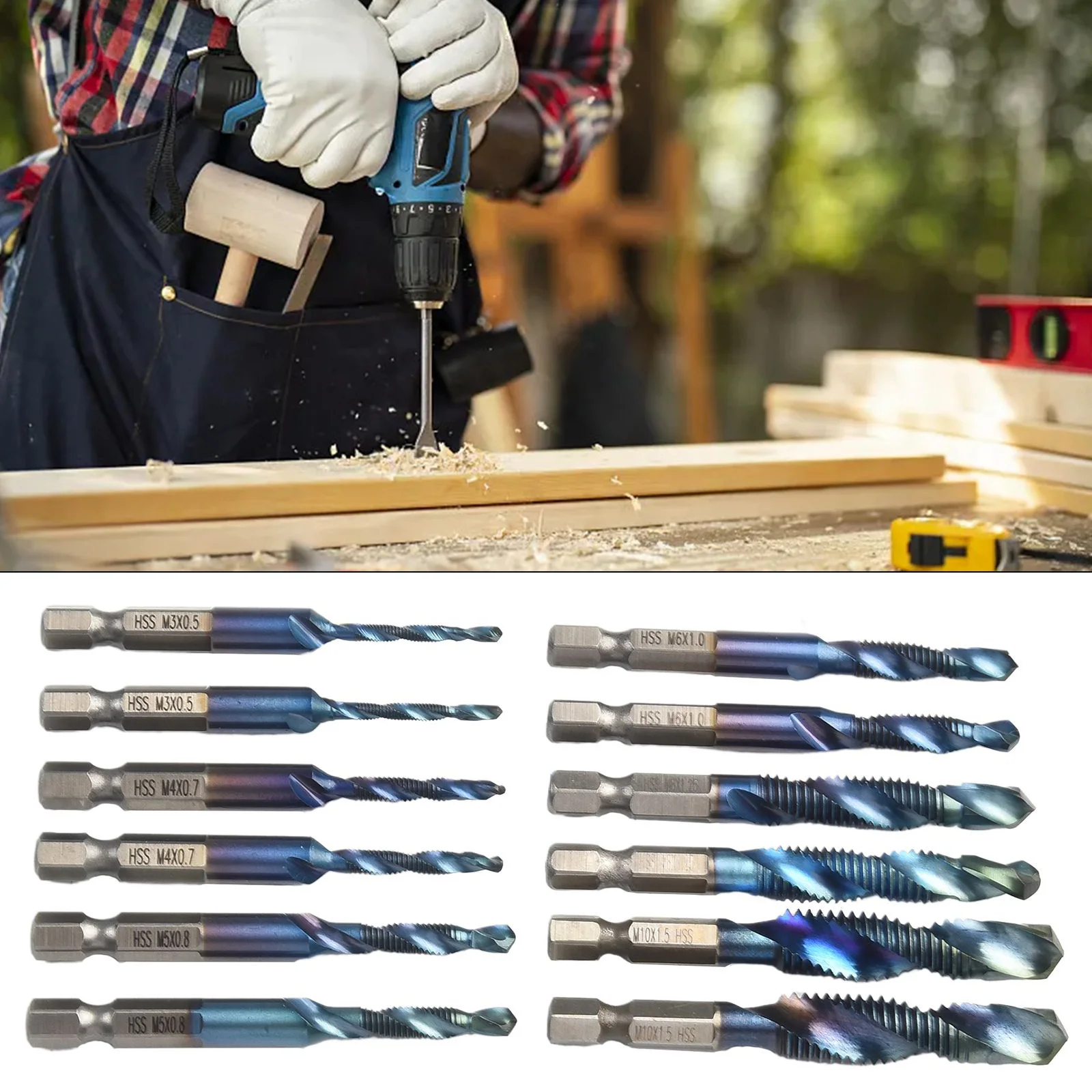 Composite Drill Bit Taps Drill Bit Hex Shank Drill Versatile Hex Shank Drill Bits Set for Aluminum Iron and More 12PCS
Composite Drill Bit Taps Drill Bit Hex Shank Drill Versatile Hex Shank Drill Bits Set for Aluminum Iron and More 12PCS