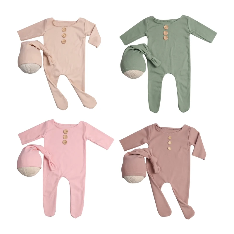 2Pcs/Set Newborn Baby Long Romper Jumpsuit with Knotted Hat Buttons Solid Color Infant Coverall Photo Prop Outfits
2Pcs/Set Newborn Baby Long Romper Jumpsuit with Knotted Hat Buttons Solid Color Infant Coverall Photo Prop Outfits