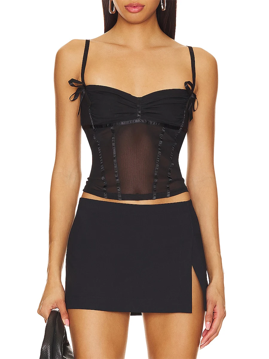 Women's Black Camis Chic Crop Tops Summer Tight Fitted Sweetheart Neck See Through Adjustable Spaghetti Strap Tank Tops Clubwear
Women's Black Camis Chic Crop Tops Summer Tight Fitted Sweetheart Neck See Through Adjustable Spaghetti Strap Tank Tops Clubwear