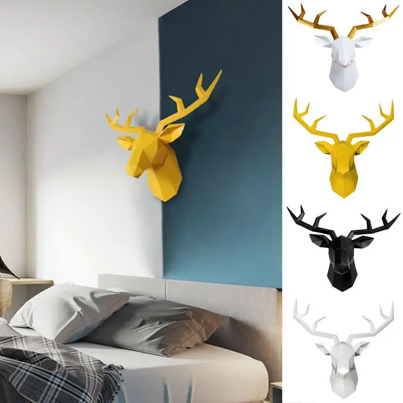 

Deer Wall Art Resin Deer Shape Easy Assemble Wall Art Home Ornaments Hangable Anti Fade Wall Hangings Living Room Decoration