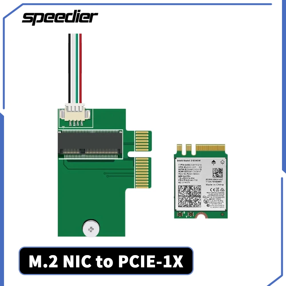 Сетевая карта M.2 для PCI-E 1X, адаптер, карта Ngff A E Key, сетевая карта для настольного компьютера PCIE 1X, модификация, черный BCM94352Z с 4-контактным кабелем
Сетевая карта M.2 для PCI-E 1X, адаптер, карта Ngff A E Key, сетевая карта для настольного компьютера PCIE 1X, модификация, черный BCM94352Z с 4-контактным кабелем