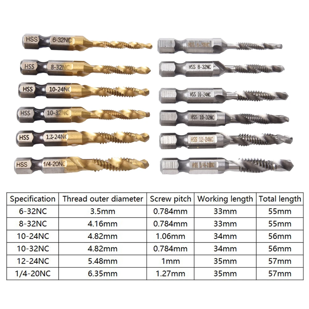 1/6pcs Shockwave Hex Shank Drill Bit Screw Tap Set High-speed Steel Tap Compound Drill Bits Tapping Deburring Set
1/6pcs Shockwave Hex Shank Drill Bit Screw Tap Set High-speed Steel Tap Compound Drill Bits Tapping Deburring Set