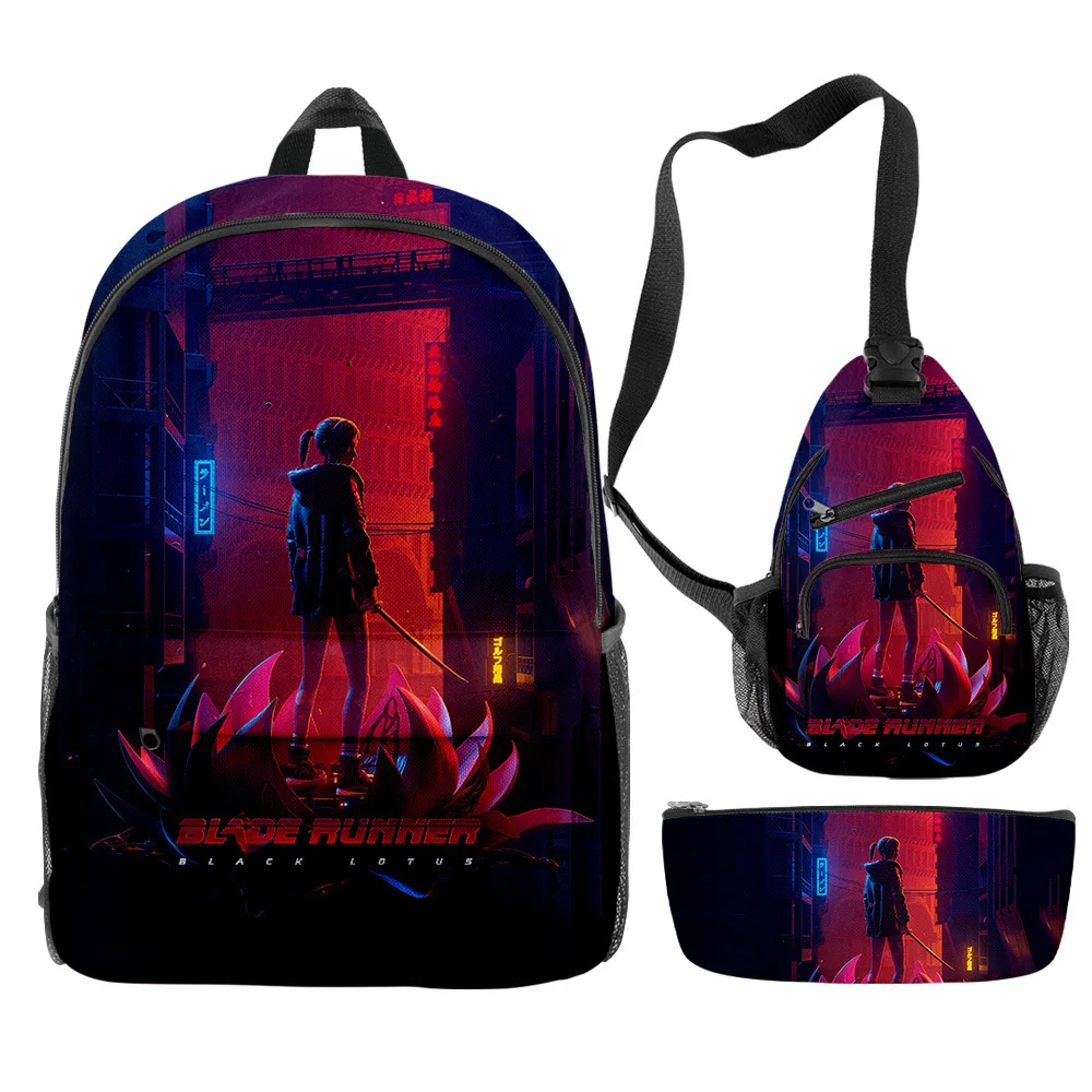 

Creative Fashion Blade Runner Black Lotus 3D Print 3pcs/Set pupil School Bags Travel Laptop Backpack Chest Bag Pencil Case