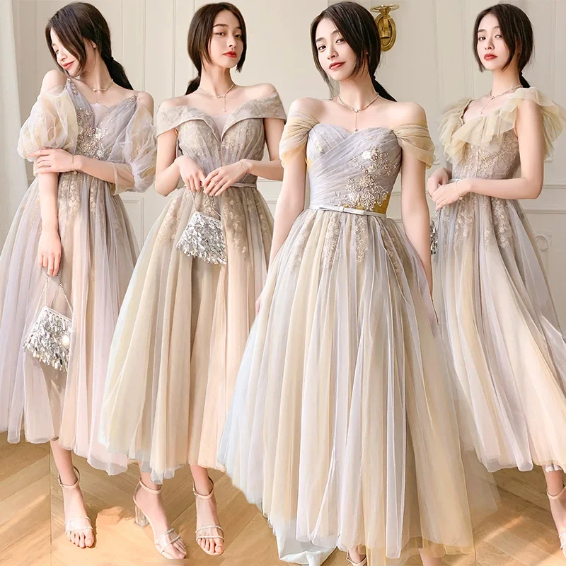 

Clearance Prom Gown Strapless Sequined Embroidery Ankle-Length Lace Tulle Off The Shoulder Women Party Formal Dress E192