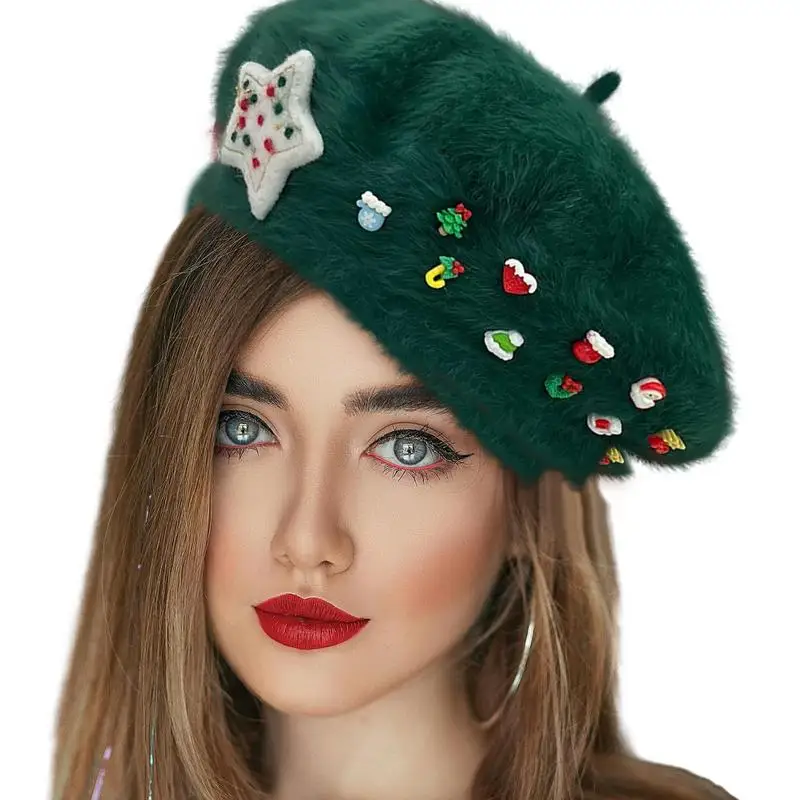 

Береты для женщин, шапка-Пряжка, теплая шапочка, Рождественский берет, милый берет, женский берет, французский берет, Рождественская шапка, зимние шапки для