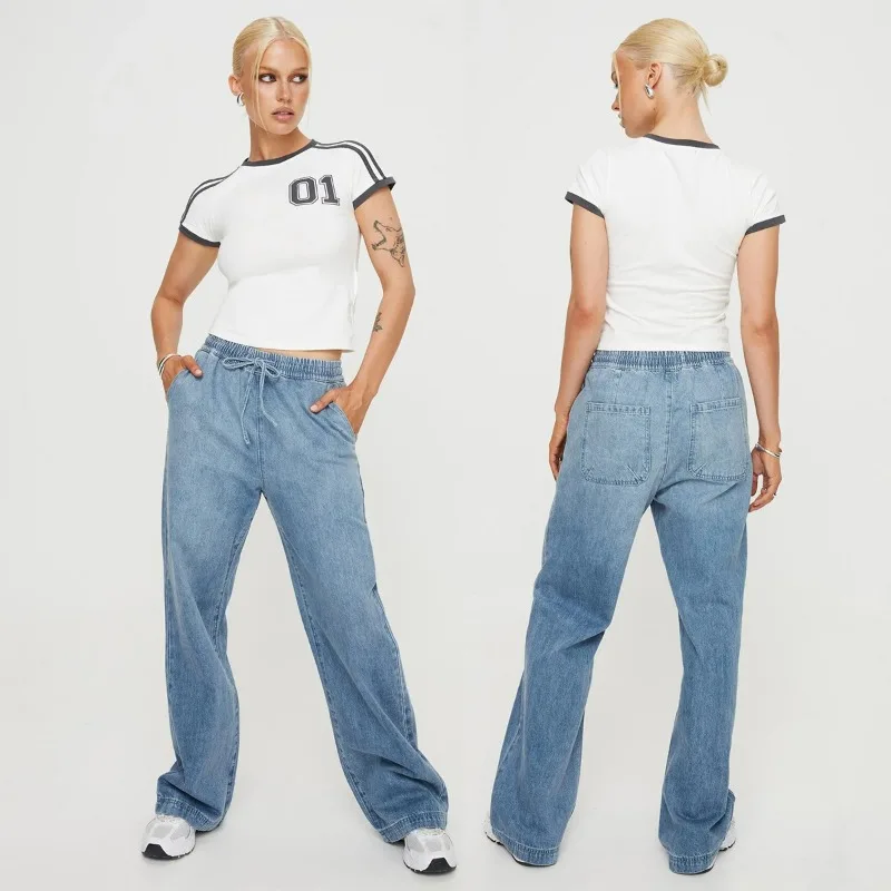 2023 Autumn Winter Retro Street Simplicity Elastic Waist Wide Leg Solid Color Leisure Commute Denim Straight-Leg Pants
2023 Autumn Winter Retro Street Simplicity Elastic Waist Wide Leg Solid Color Leisure Commute Denim Straight-Leg Pants