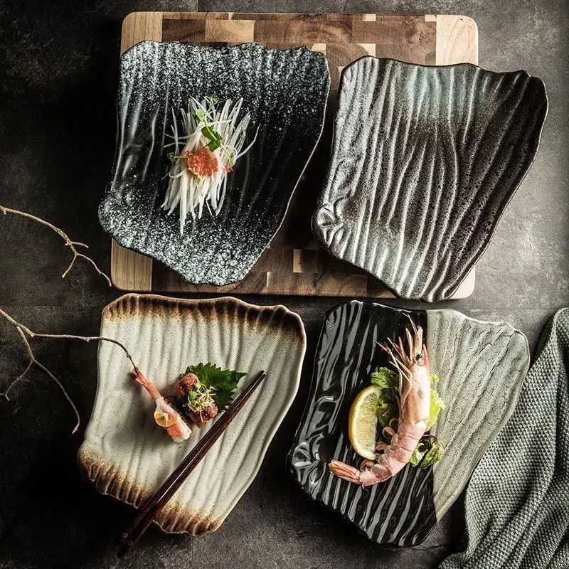 1pcs Japanese-style Specialty Dish Ceramic Special-shaped Plate Home Retro Japanese Sushi Plates Restaurant Tableware
1pcs Japanese-style Specialty Dish Ceramic Special-shaped Plate Home Retro Japanese Sushi Plates Restaurant Tableware