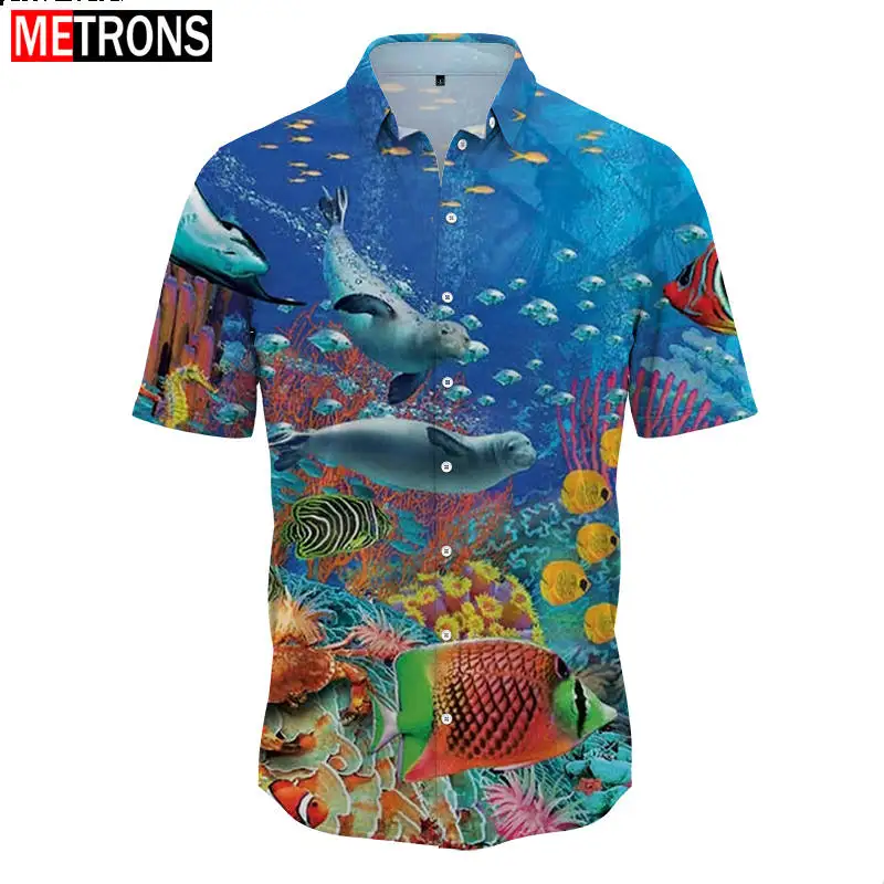 2023 New Button Men's Shirt Ocean Underwater World Pattern Hawaiian Mock Neck Shirt 3D Printing Process Summer Short Sleeve
2023 New Button Men's Shirt Ocean Underwater World Pattern Hawaiian Mock Neck Shirt 3D Printing Process Summer Short Sleeve