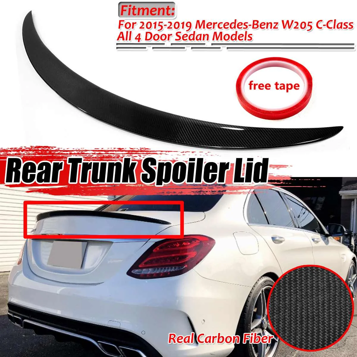 Car Real Carbon Fiber Boot Spoiler Wing Trunk Spoiler Wing For Mercedes For Benz W205 C300 C400 4MATIC 2015-2017
Car Real Carbon Fiber Boot Spoiler Wing Trunk Spoiler Wing For Mercedes For Benz W205 C300 C400 4MATIC 2015-2017